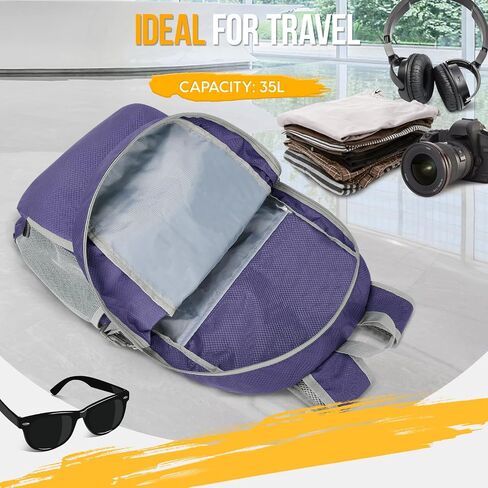 ZOMAKE Lightweight Packable Backpack 35L - Light Foldable Backpacks Water Resistant Collapsible Hiking Backpack - Compact Folding Day Pack for Travel Camping(Sliver Grey) in Saudi Arabia