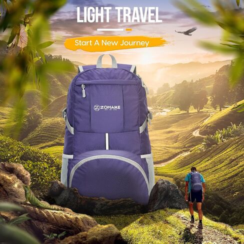 ZOMAKE Lightweight Packable Backpack 35L - Light Foldable Backpacks Water Resistant Collapsible Hiking Backpack - Compact Folding Day Pack for Travel Camping(Sliver Grey) in Saudi Arabia