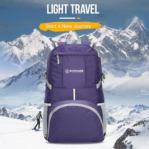 ZOMAKE Lightweight Packable Backpack 35L - Light Foldable Backpacks Water Resistant Collapsible Hiking Backpack - Compact Folding Day Pack for Travel Camping(Sliver Grey) in Saudi Arabia