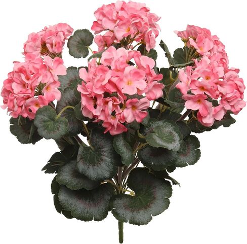 18" Real Touch Red Geranium Bush - UV-Protected Fake Flowers with Vibrant Green Leaves, Perfect for Indoor & Outdoor Decor, Versatile Home Decoration in Saudi Arabia
