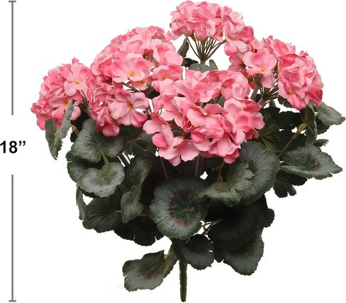 18" Real Touch Red Geranium Bush - UV-Protected Fake Flowers with Vibrant Green Leaves, Perfect for Indoor & Outdoor Decor, Versatile Home Decoration in Saudi Arabia