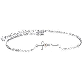 VONALA Faith Cross Anklet 925 Sterling Silver Mustard Seed Jewelry Faith Hope Love Ankle Bracelet Christian Gifts for Women