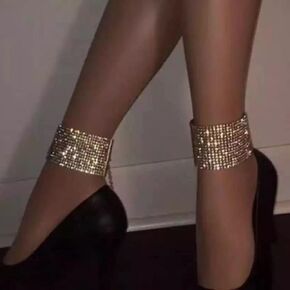 Xerling Multi-Row Rhinestones Ankle Bracelets for Women Boho Layered Crystal Foot Chain Anklets for Girls Party Glitter Foot Jewelry for Wedding Brides 1Pcs for One Foot (Gold) in Saudi Arabia