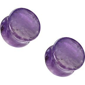 Pierced Owl Amethyst Stone Double Flared Plugs, Sold as a Pair