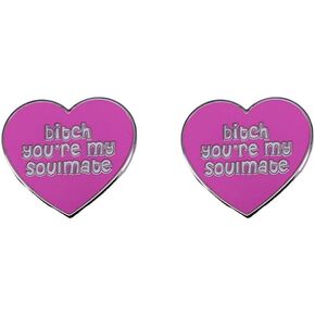 طقم بروش قلب وردي مكون من قطعتين للنساء والفتيات "أنت رفيق روحي" خطوط Bff أفضل صديق شارة دبوس دبابيس طية صدر السترة من المينا المضحكة دبابيس مطابقة للصداقة والأزواج هدايا عيد الميلاد in Kuwait