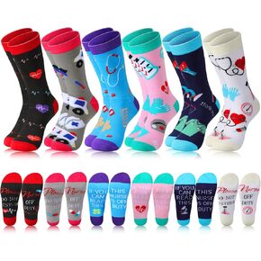Jeyiour 6 Pairs Nurse Socks for Women If You Can Read This Nurse off Duty Funny Novelty Unisex Crew Socks Nursing Appreciation Gift Socks for Nurses Day Birthday Graduation in Saudi Arabia
