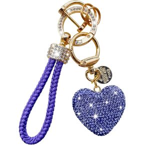 سلسلة مفاتيح سيارة كريستال من تكس-اينو اوتو مع حجر الراين اللامع على شكل قلب، اكسسوارات للنساء والفتيات in Kuwait