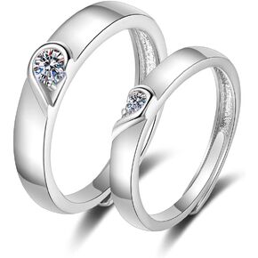 Vxddy Couple Promise Rings for Him and Her Heart Puzzle S925 Sterling Silver Matching Couples Ring Engagement Marry Wedding Band Cute Gifts, Precious Metal, Cubic Zirconia in Kuwait