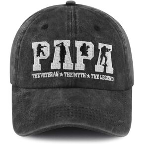 The Veteran Papa Hat for Men, Funny Adjustable Cotton Embroidered Military Baseball Cap