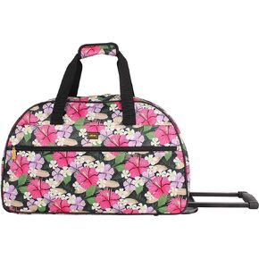 Lucas Designer Carry On Luggage Collection - Lightweight Pattern 22 Inch Duffel Bag- Weekender Overnight Business Travel Suitcase with 2- Rolling Spinner Wheels (ALOHA NAVY, 22in)