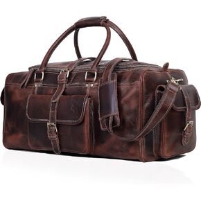 21 Inch Buffalo Leather Travel Duffel Weekender Bag Carry on Overnight Bag Sports Duffel bag For men and Women