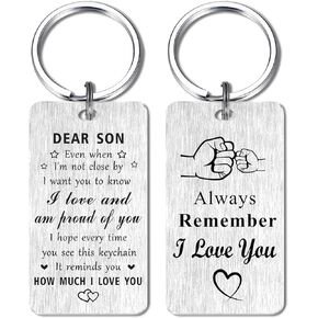 Jzxwan Son Gifts Keychain, I Love You Son Gifts, Proud of Son Birthday Gifts Fathers Day Christmas Key Chain, Son Xmas Present