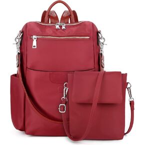 UTO Women Backpack Purse Oxford Waterproof Cloth Nylon Ladies Rucksack Detachable Crossbody Shoulder Bag E Purple