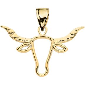 10k Yellow Gold Open Work Texas Longhorn Bull Pendant