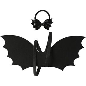 JiaDuo Halloween Bat Costume for Baby Girl Boy Black Wing and Bow Headband Goth Hair Accessories
