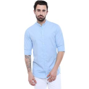 Dennis Lingo Mens Button Down Shirt - 100% Cotton, Slim Fit, Mandarin Collar - Perfect Casual Wear