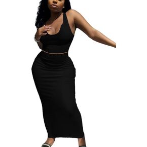Nimsruc 2 قطعة ملابس للنساء مجموعة تنورة Bodycon مثير الصيف مجموعات مطابقة عادية