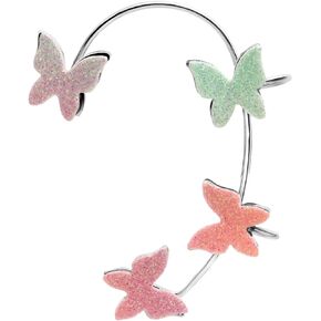 Zircon Butterfly Earrings for Women Girls,Butterfly Ear Cuff Wrap Crawler Earrings,Butterfly No Piercing Ear Clip Wrap Around Earrings