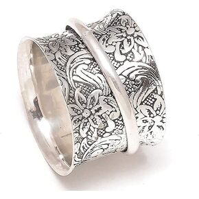 925 Sterling Silver Spinner Flowers Ring for Women Fidget Anxiety Relief Ring Band Meditation Ring in Kuwait