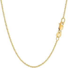 14k SOLID Yellow or White 1.5mm Shiny Diamond Cut Forsantina Cable Chain Necklace for Pendants and Charms with Lobster-Claw Clasp (16" 18" or 20 inch) Womens and Mens Chains Jewelry