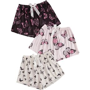 Floerns Women's 3 Pcs Elastic Waist Sleepwear Pajama Graphic Print Lounge Shorts
