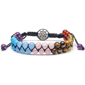 GEHECRST 7 Chakra Crystal Bracelet for Women Girls Natural 6mm Chakra Stone Bead Bracelet Adjustable Healing Crystal Gemstone Anxiety Bracelets jewelry Gifts for Christmas Mother’s Day