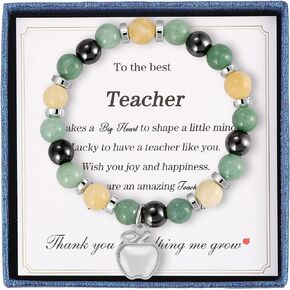 Teacher Appreciation Gifts Bracelets, Teacher Valentine Gifts for Women Men, Stretch Beads Bracelet Jewelry with Gift Message Card