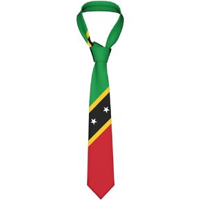 DABOYOZHZH Saint Kitts And Nevis Flag Emblem Striped Necktie Men'S Neck Ties Mens Party Business Neckties Soft Skil Tie, White, One size