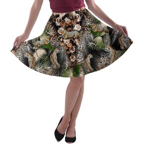 CowCow Womens Skater Skirt Skull Space Feather Rock & Roll Death Patchwork Party A-Line Skirt, XS-3XL