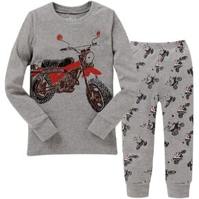 Little Boys Pajamas Sets Motorcycle 2 Piece Pajiamas 100% Cotton Toddler Kid Sleepwear Size 2T-7T