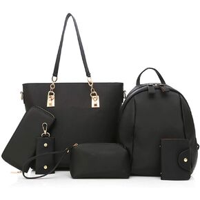 Women Handbag Purse Backpack 6PCS Set Waterproof Shoulder Bag Top-Handle Handbag Tote Purse Wallet Key Case Set in Kuwait