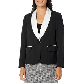 Kasper Women's 1 Button Satin Shawl Collar Jackt