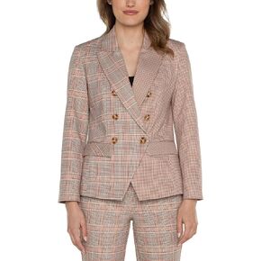 Liverpool Women's Petite Half Double Breasted Blazer Glen Plaid Ponte in Kuwait