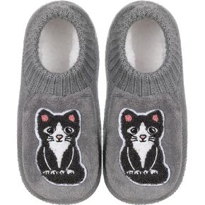 ZYZX Cat Slipper Socks for Women with Grippers Non Slip Winter Warm Knit Slippers Cozy Soft Fun Fuzzy House Socks Cute Christmas Socks Funny Gifts Ideas