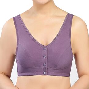 Front Button Bra, Front Closure Sports Bras Women Cotton Ultra Soft Cup, Wireless Cotton Convenient Bra for Womens