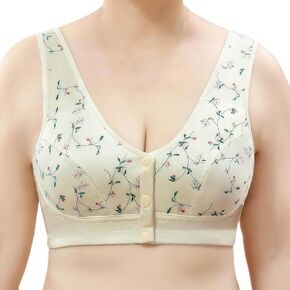 Front Button Bra, Front Closure Sports Bras Women Cotton Ultra Soft Cup, Wireless Cotton Convenient Bra for Womens