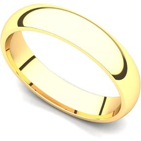 Juno Jewelry 18k Yellow Gold 4mm Classic Plain Comfort Fit Wedding Band Ring