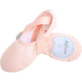 أحذية الباليه النسائية المرنة من القماش الكتاني من Daydance للمراهقين، شباشب رقص ناعمة مقسمة للجمباز واليوجا in Kuwait