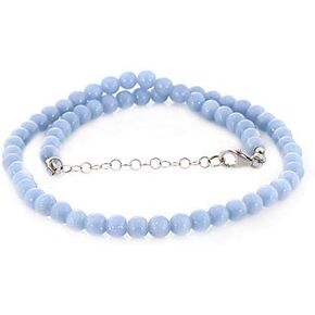 NirvanaIN Natural Angelite Necklace Blue Spiritual Gemstone Elegant Angeline Jewelry Healing Angel Stones Meditation Beads Angelite 6 MM Round Beads
