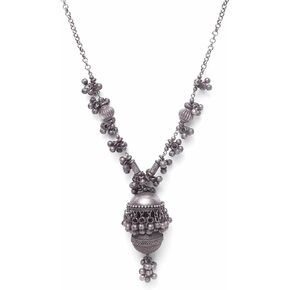 Siddhatva Indian Ethnic Designer Traditional Afghani Antique Silver Oxidized Ghungroo Bohemian Gypsy Long Necklace Jewelry for Women Girls