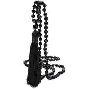 Hovaete 6MM Mala Beads Necklace Natural Stone Meditation Statement Necklace Japa Yoga Rosary Prayer Charm Beaded Tassel Necklace in Kuwait