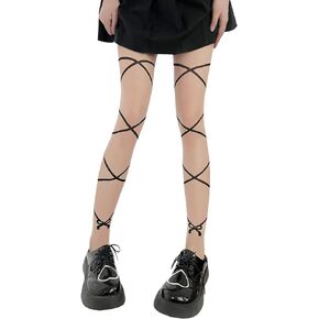 SOLILOQUY Women's Lolita Patterned Tights Kawaii Bowtie Fishnet Stockings Leggings Mesh Pantyhose Hollow Out lace Socks