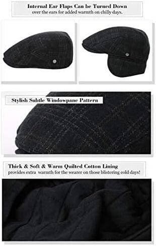 XL XXL Oversized Mens Duckbill Newsboy Flat Caps Trapper Wool Ivy Cap Earflap Golf Driver Hunting in Saudi Arabia