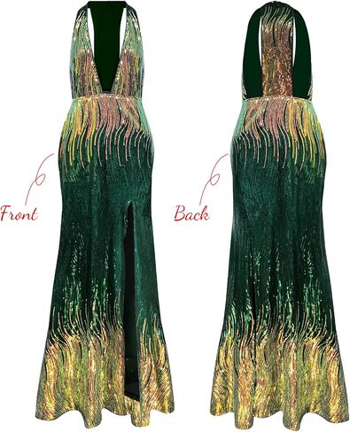 PLULON Womens 1920s Sequin Flapper Dresses Sexy V Neck Gatsby Cocktail Dress with 20s Accessories Set (Green) in Saudi Arabia