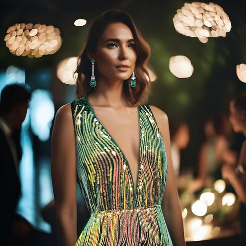 PLULON Womens 1920s Sequin Flapper Dresses Sexy V Neck Gatsby Cocktail Dress with 20s Accessories Set (Green) in Saudi Arabia