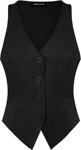 MINTLIMIT Womens Waistcoat Vest Fashion Dressy Button Up V-Neck Sleeveless Racerback Tuxedo Suit Vests with Pocket in Kuwait