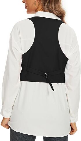 MINTLIMIT Womens Waistcoat Vest Fashion Dressy Button Up V-Neck Sleeveless Racerback Tuxedo Suit Vests with Pocket in Kuwait