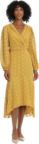 Maggy London Women's Plus Size V-Neck Surplus Bodice Faux Wrap High-Low Dress Event Occasion Guest of Wedding in Saudi Arabia