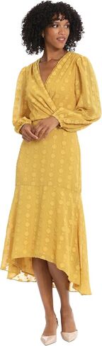 Maggy London Women's Plus Size V-Neck Surplus Bodice Faux Wrap High-Low Dress Event Occasion Guest of Wedding in Saudi Arabia