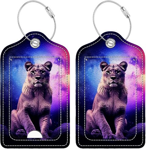 2 Pcs Luggage Tag for Suitcase, Beautiful Black Girl Unique Leather Suitcase Tags with Full Privacy Cover Stainless Steel Loop for Women Men Travel Baggage Bag Backpack in Saudi Arabia